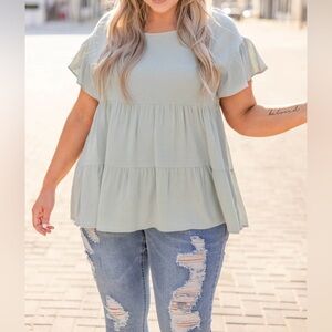 Women’s Tiered Blouse Babydoll Top. 2X